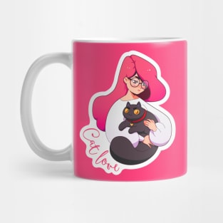 Cat Lady with Glasses Mug